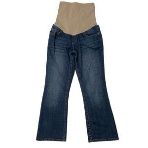Motherhood Maternity Petite Medium Wash Stretch Panel Cotton Blend Denim Pants